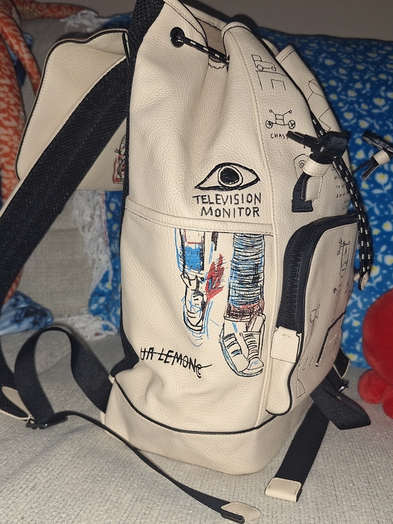 Coach Cream Graphic Backpack, Black Accents Limited Edition Jean-Michel Basquiat main image 10